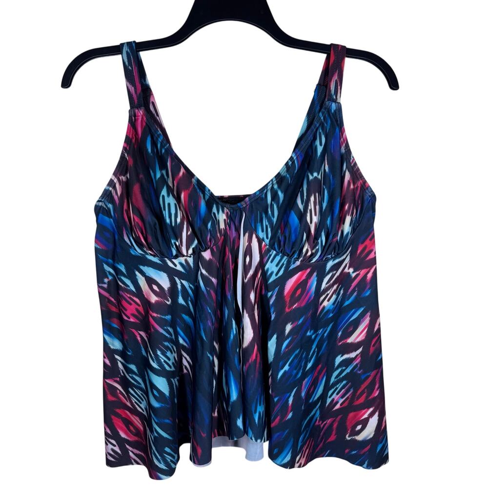 Swimsuits for All Underwire Tankini Top Fly Away Convertible Straps Ikat Size 18